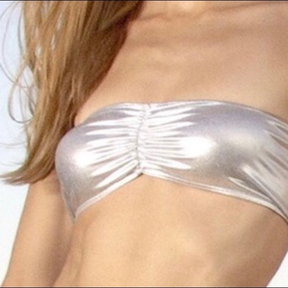 American Apparel Metallic Silver Bandeau - Picture 2 of 5